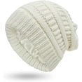 thumbnail image 1 of Muryobao Womens Winter Warm Knitted Hat Satin Silk Lined Cable Knit Beanie Chunky Slouchy Skull Cap White, 1 of 7