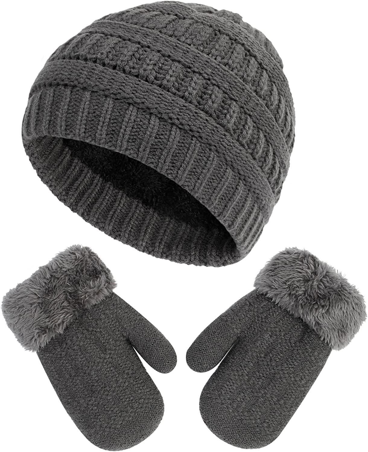 Muryuobao Toddler Kids Girls Boys Knitted Winter Hat Gloves Set Warm