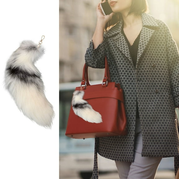 Musatteng ？ 3D Cute Tail Keychain Pendant Women Key Ring Holder Pompoms Key Chains Fashionable Hairy Tail For Animal Tail Keychain Tails For Handbag Accessory Bulk Key Rings Womens Change Purse Wallet