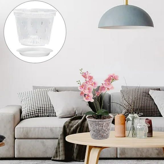 Musatteng 5 Inch Phalaenopsis Planter Clear Orchid Planter Root Control With Hole Basin And Tray Shelving Unit Solar Flower Pot Lights Potted Tall Wall Flower Outdoor Metal Flower Outdoor Ceramic
