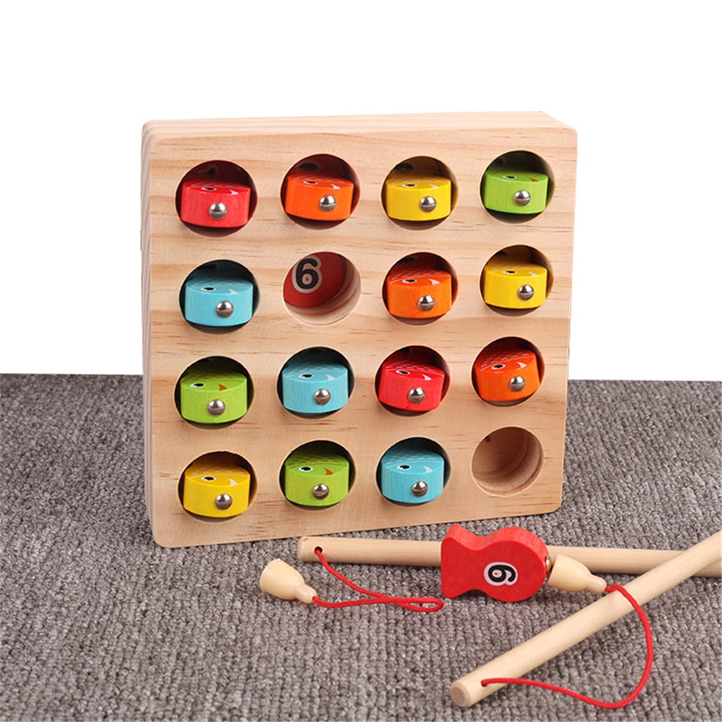 Musatteng Counters for Kids Math 100 Wooden Fishing Game Fine Motor
