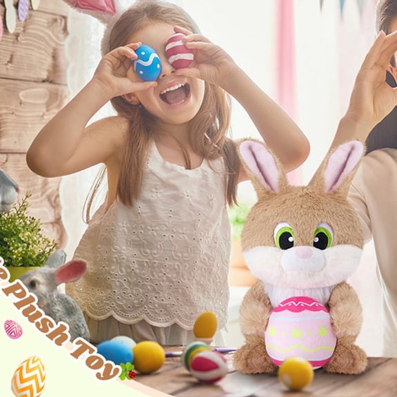 Musatteng Easter Bunny Plush Toy Set with Eggs - Sitting Rabbit & Decor for Kids 3+, Birthday Party Favors and Easter Basket Fillers
