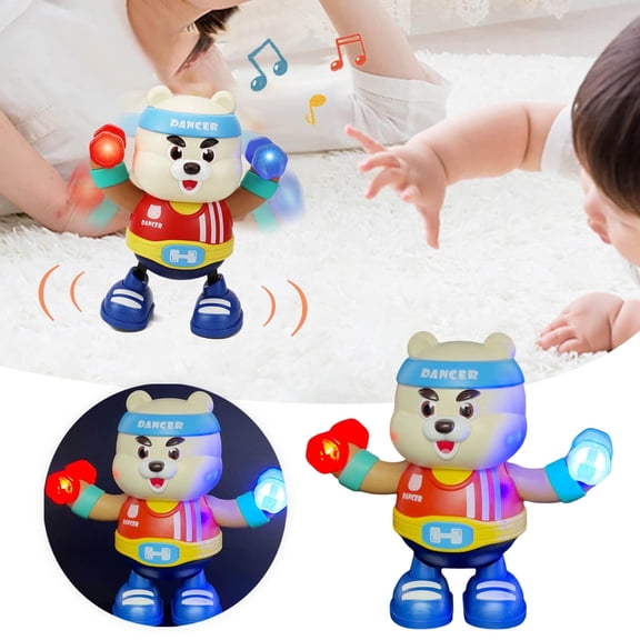 Musatteng Interactive Dancing Bear Toy with Lights & Music – Portable Motion-Activated Play for Toddlers 6+ Months, BPA-Free Musical Toy for Motor Skill Development