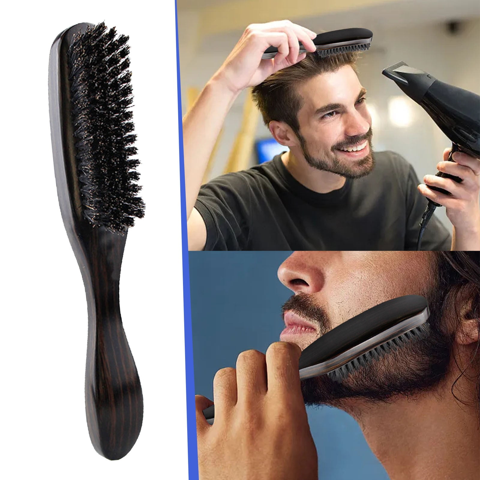 Musatteng Kids Boys Men's Greased Sideburns Beard Brush Large Curved Brush Cleaning Brush Beard