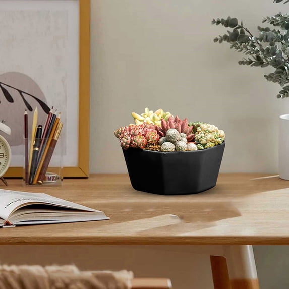 Musatteng Modern Ceramic Planters with Drainage Holes - 3-Size Clay Flower Pots for Succulents/Herbs Indoor Outdoor Use, Stackable Design