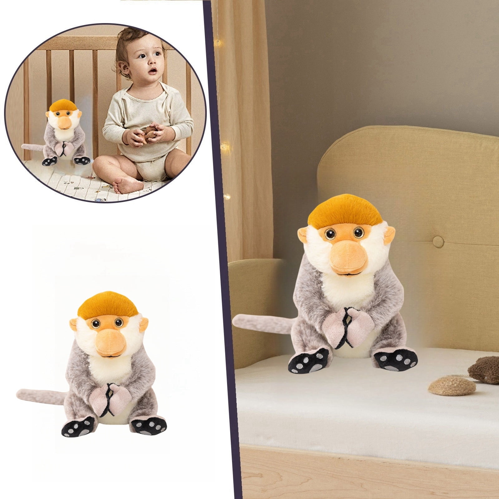 Musatteng Nesting Monkey Plush Set - 3 Soft Huggable Stuffed Animals with Weighted Beans for Calming Sensory Play, Ages 3+ Hypoallergenic Stress Relief Toy