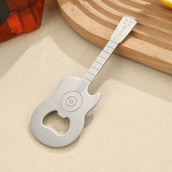 Musatteng Stainless Steel Guitar-Shaped Bottle Opener Set - Vintage Fridge Multi-Tool with Can Opener for Kitchen, Bar & Home Decor