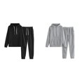 Musatteng Women Solid Color Hooded Sweatshirt and pant Tracksuit Sport