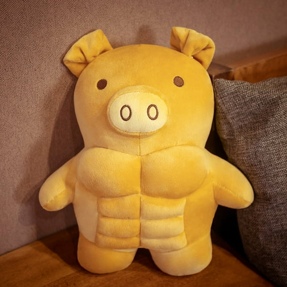 Muscle Abs Pig 30CM/11.8 inches Plush Cuddly Stuffed Animal Toy Figure (PigBrown)