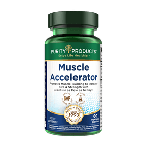 Muscle Accelerator by Purity Products - 650 mg RipFactor Patented & Clinically Tested Muscle Accelerator Blend of Ayurvedic Herbal Extracts Promotes Strength, Endurance + Muscle Growth - 60 Veg Caps