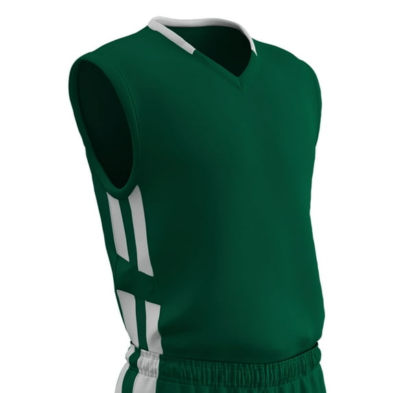 Muscle Basketball Jersey, Adult Large, Forest Green with White Highlights