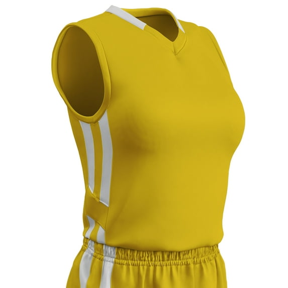 Muscle Basketball Jersey, Women's 2X-Large, Gold with White Highlights