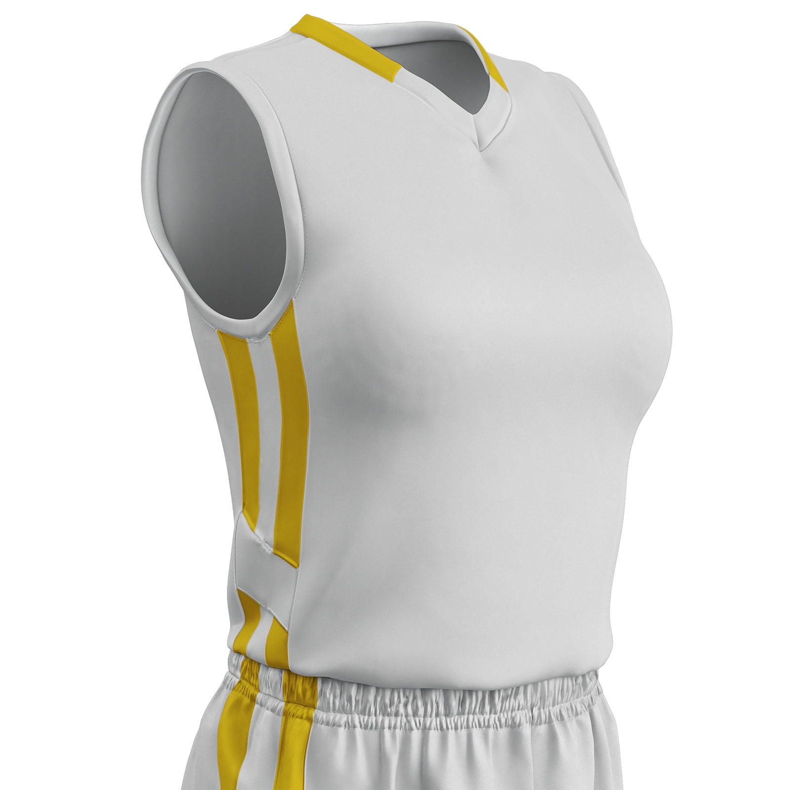 Muscle Basketball Jersey, Women's 2X-Large, White with Gold Highlights