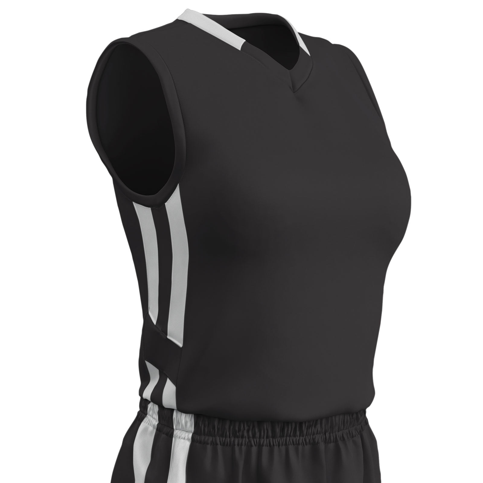Muscle Basketball Jersey, Women's Large, Black with White Highlights