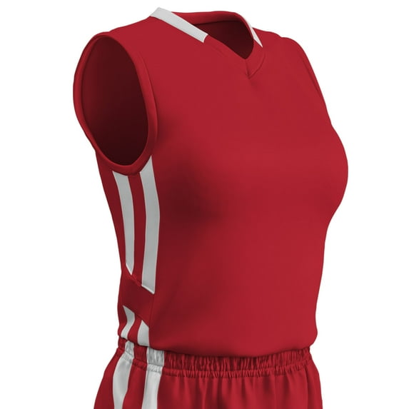 Muscle Basketball Jersey, Women's X-Large, Scarlet with White Highlights