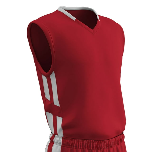 Muscle Basketball Jersey, Youth X-Large, Scarlet with White Highlights