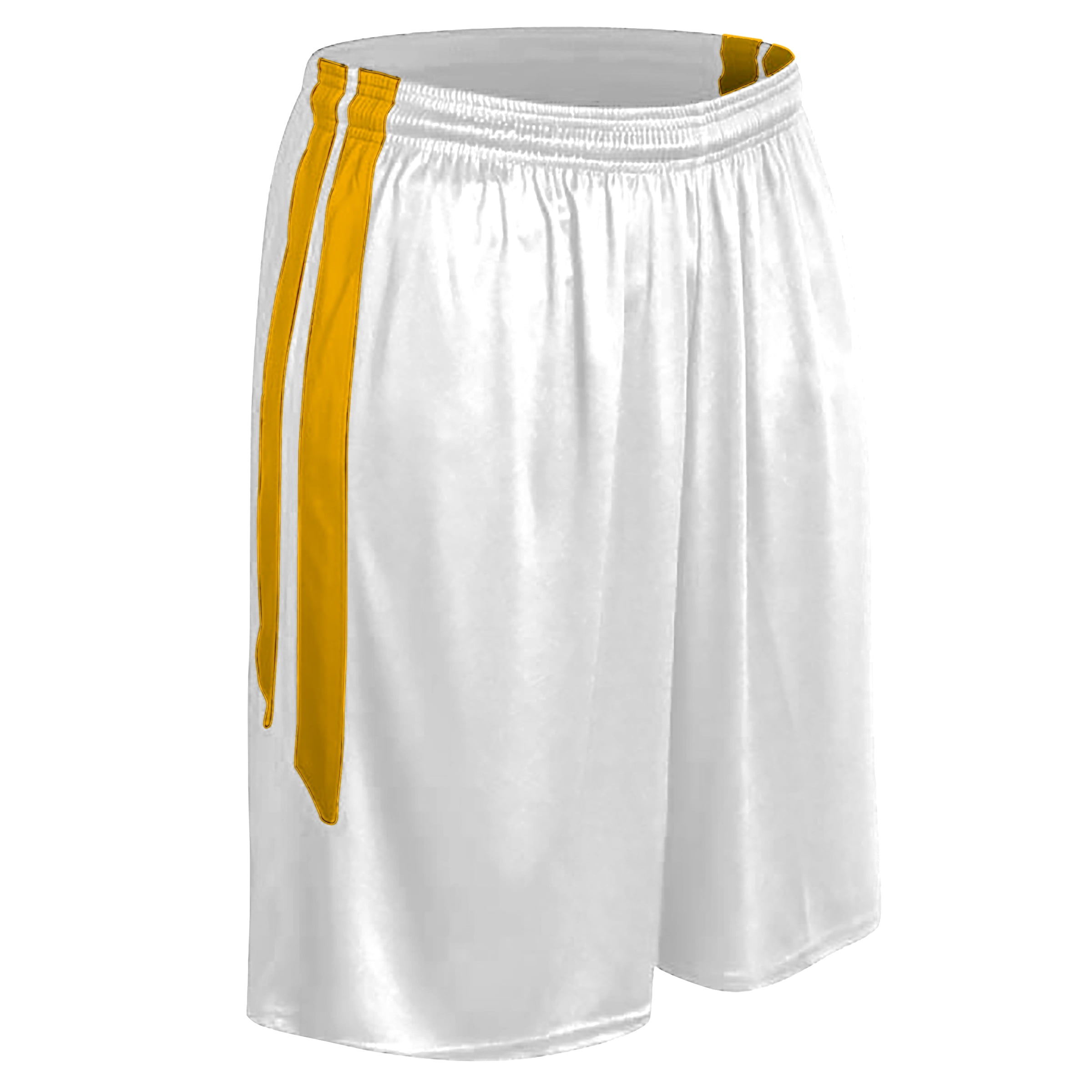 Muscle Basketball Shorts, Men's 2X-Large, White with Gold Stripes