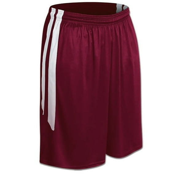 Muscle Basketball Shorts, Men's 3X-Large, Cardinal Red with White Stripes