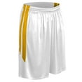 thumbnail image 1 of Muscle Basketball Shorts, Men's 3X-Large, White with Gold Stripes, 1 of 2