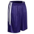thumbnail image 1 of Muscle Basketball Shorts, Men's Small, Purple with White Stripes, 1 of 2