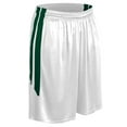thumbnail image 1 of Muscle Basketball Shorts, Men's Small, White with Forest Green Stripes, 1 of 2