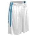 thumbnail image 1 of Muscle Basketball Shorts, Men's Small, White with Light Blue Stripes, 1 of 2