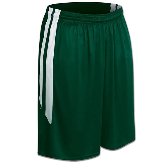 Muscle Basketball Shorts, Youth X-Large, Forest Green with White Stripes