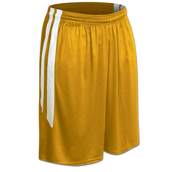 Muscle Basketball Shorts, Youth X-Large, Gold with White Stripes
