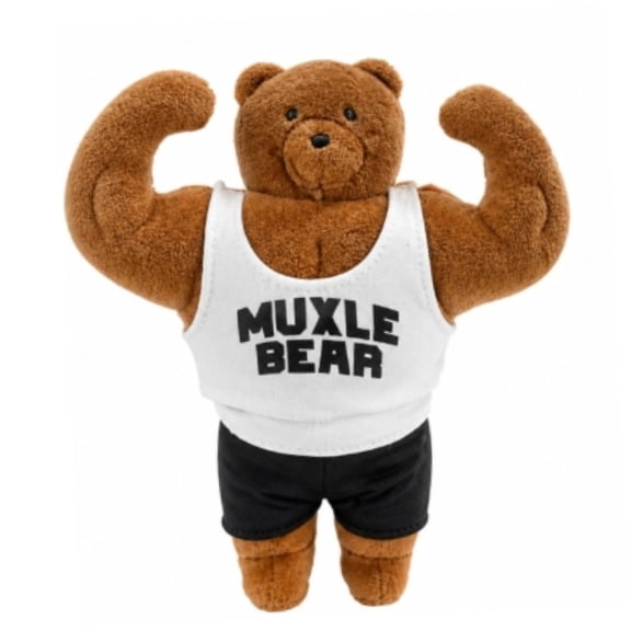 Muscle Bear Plush, Funny Buff Gym Bear Stuffed Toy with Tank Top & Shorts, Strong Fitness Weightlifting Bear Doll, Novelty Gift for Gym Lovers Bodybuilders Men Birthday