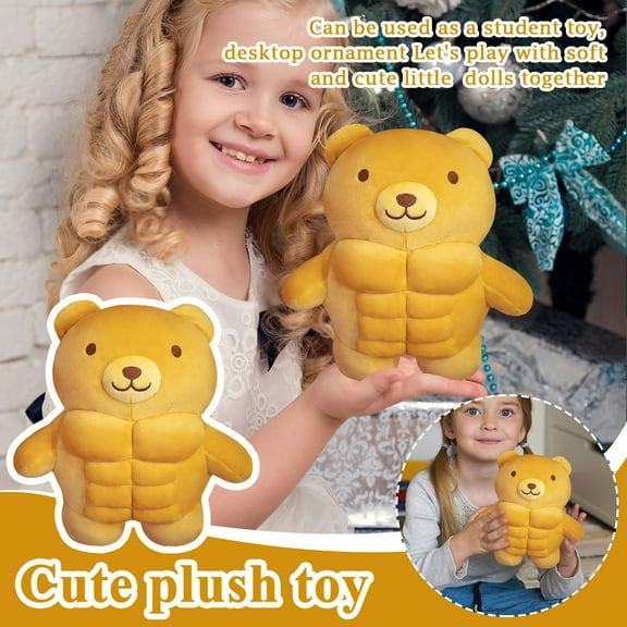 Muscle Bear Plush Stuffed Animal, Creative Buff Teddy Bear Toy for Fitness Lovers, Unique Cuddly Gift Style #E211 Multicolor
