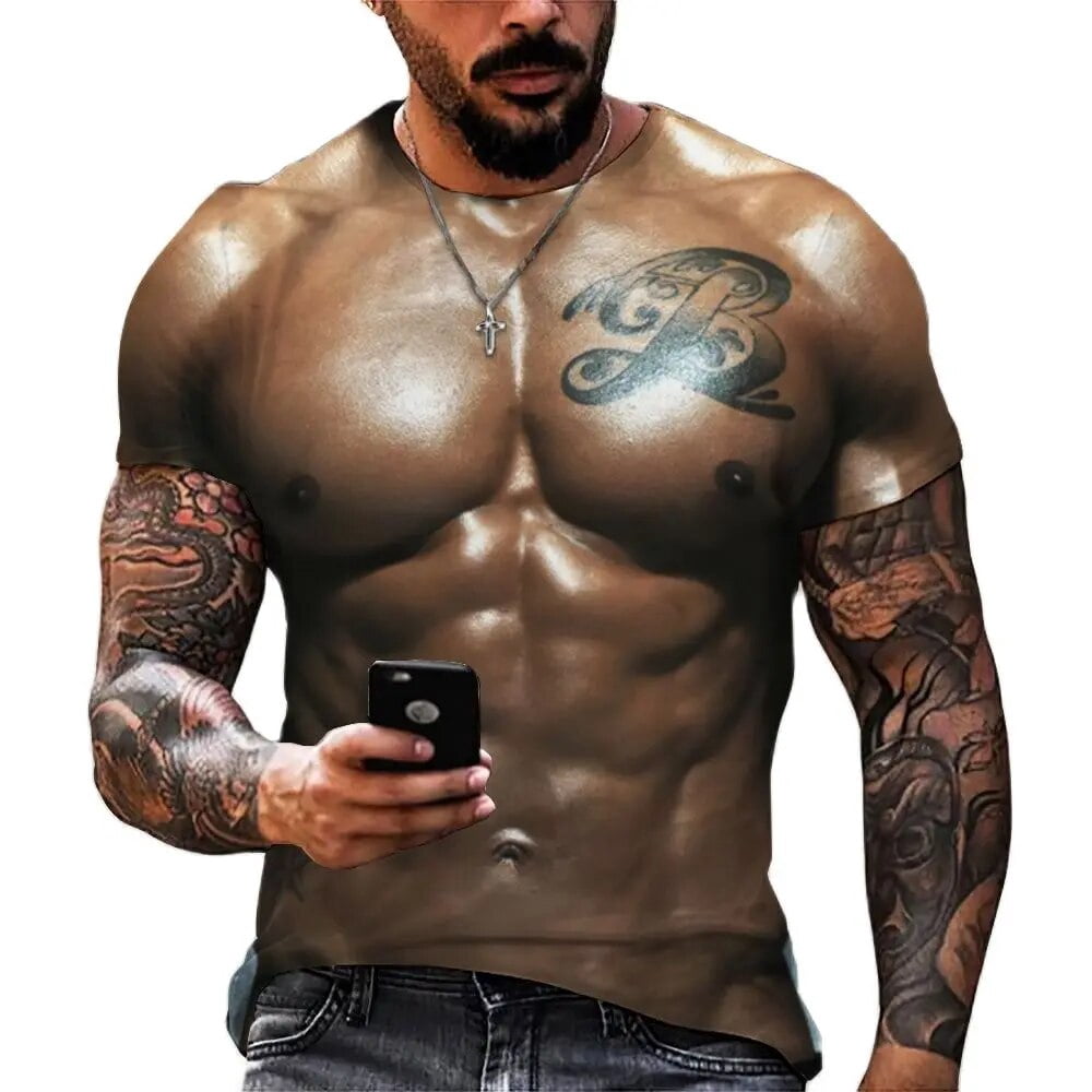 Muscle Body 3D Print T-Shirt Men Summer T Shirt Clothing Fashion Street ...