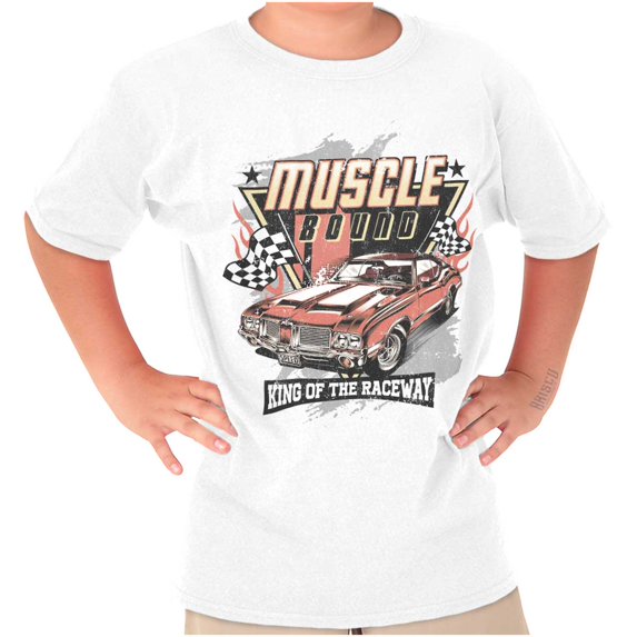 Muscle Bound King of the Raceway Car Crewneck T Shirts Boy Girl Teen Brisco Brands S