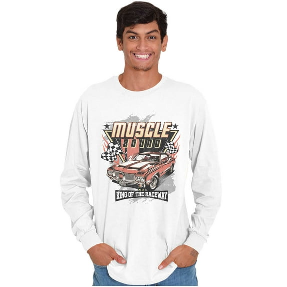 Muscle Bound King of the Raceway Car Plus Size Long Sleeve Graphic Tee Shirt Brisco Brands 3X