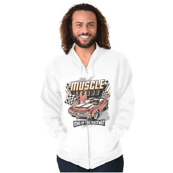 Muscle Bound King of the Raceway Car Unisex Fleece Graphic Zip Up Hoodie Brisco Brands 5X