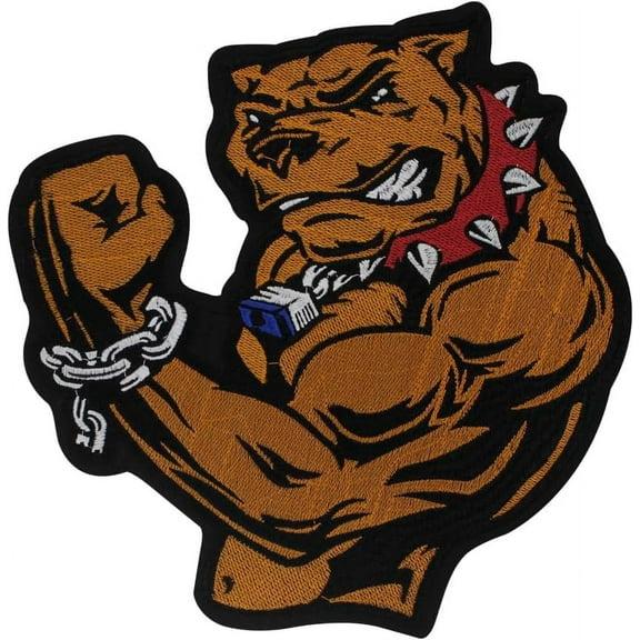 Muscle Bulldog Embroidered Patches, Embroidered Dog Patches, Jean Jacket Patches,Motorcycle Patch,DIY Appliqu 1 Piece