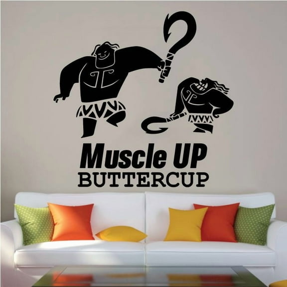 Muscle Up Buttercup - Maui Moana Disney Vinyl Wall Art Sticker Decal Moana Disney Themed Wall Sticker For Girls Boys Kids Room Design Bedroom Nursery Kindergarten House Decoration Size (10x10 inch)