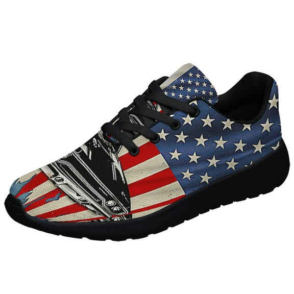 Muscle Car American flag Shoes Sneakers Black Size 13