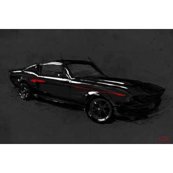 Muscle Car Black Poster Print by OnRei (24 x 36)