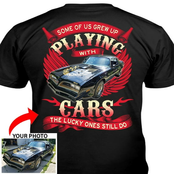 Muscle Car Personalized T-shirt, classic car custom photo t-shirt,father's day Xmas gift for car guys ,Lucky men still play with cars classic car t-shirt (CA9)