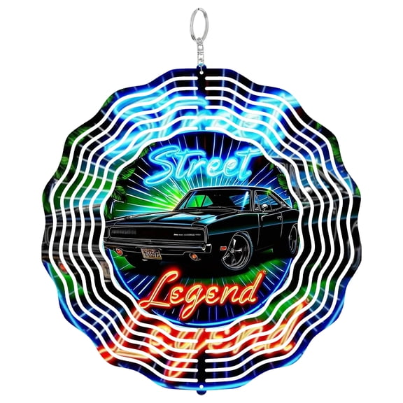 Muscle Car Retro Neon Street 3D Wind Spinner Stainless Steel Kinetic Art Garage Man Cave Gift For Dad 10 Inch