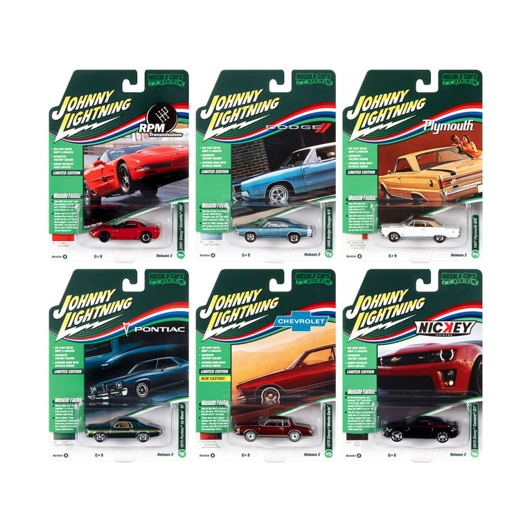 Muscle Cars USA 2022 Set A of 6 Pieces Release 2 1/64 Diecast Model Cars by Johnny Lightning