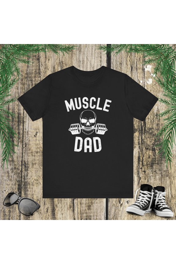 Muscle Dad Weightlifter skeleton barbell dad bodybuilder Unisex T-shirt