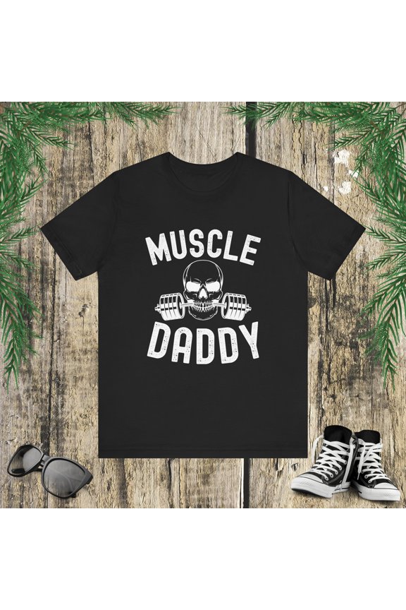 Muscle Daddy Weightlifter skeleton barbell dad bodybuilder Unisex T-shirt