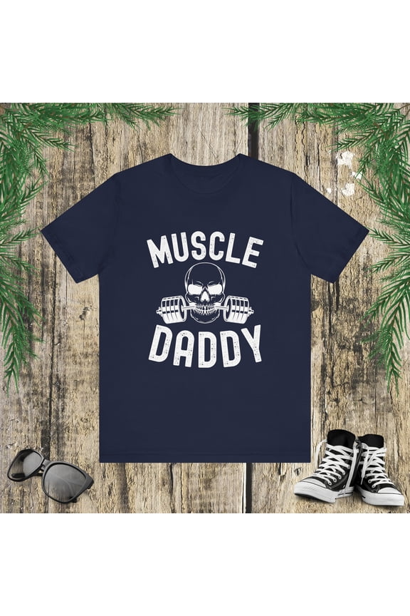 Muscle Daddy Weightlifter skeleton barbell dad bodybuilder Unisex T-shirt