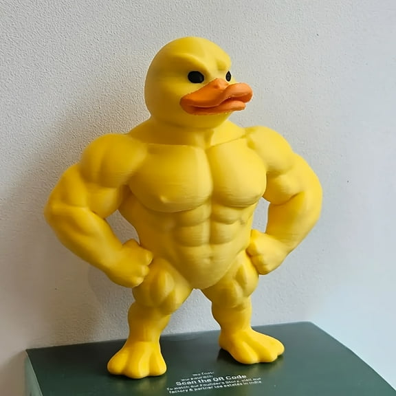 Muscle Duck Statue - Cute & Unique Desk Decor, Indoor/Outdoor Decoration, Durable Plastic, No Electricity Needed, Perfect Gift for Friends & Colleagues, Home Decor
