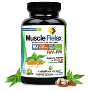 Muscle Ease Relaxant Pills 24/7 Natural Day/Night Catalina Naturals - Large 2,300mg Maximum for Aches & Pains, Magnesium Glycinate for Sore Muscles, Spasms & Leg Cramps Support - Gluten Free 60 Count