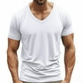 thumbnail image 1 of Muscle Fit Shirts for Men Casual V Neck Short Sleeve Gym Athletic T Shirt Fashion Workout Bodybuilding Tee Plus Size White XXXL, 1 of 9