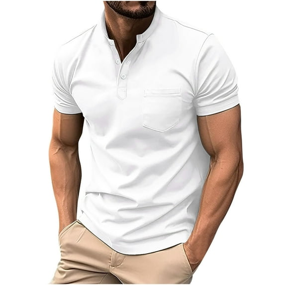 Muscle Henley Shirts for Men Short Sleeve Stretchy Workout Shirt Mens Sports Tshirts Tops Summer Casual Tees