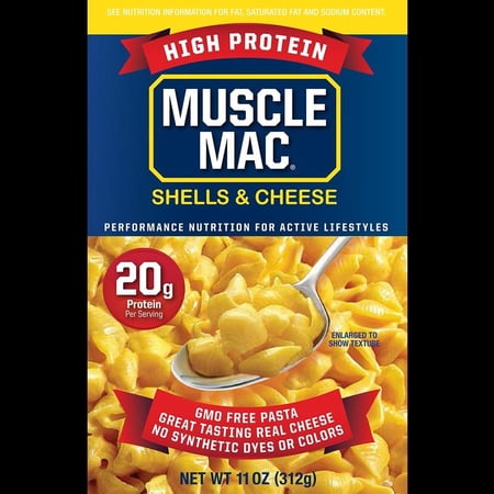 Muscle Mac, High Protein Delux Shells & Cheese. Made With Real Cheese, 11 oz. (Pack of 12)