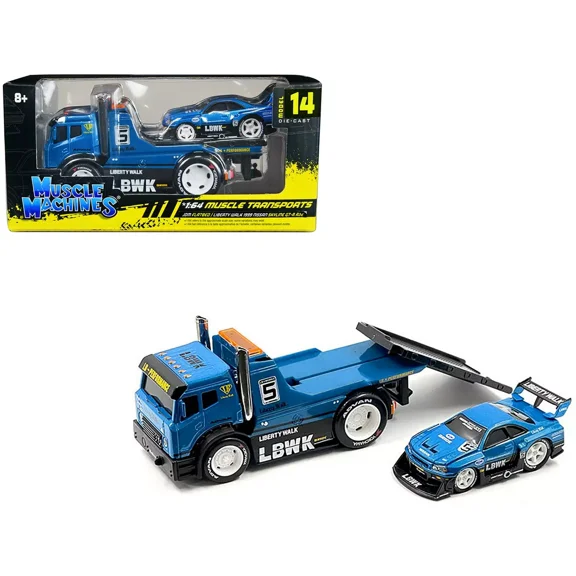 Muscle Machines JDM Flatbed & LBWK 1999 Nissan Skyline GT-R R34 1:64